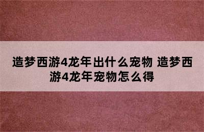 造梦西游4龙年出什么宠物 造梦西游4龙年宠物怎么得